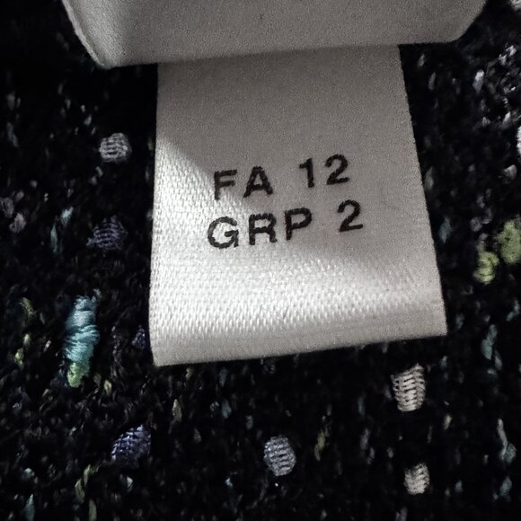 St. John Cropped Tweed Evening Jacket Sz 12 Blue, Teal, & Black 3/4 Sleeve - Picture 6 of 7